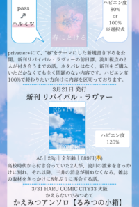 春と蜜月　お品書き